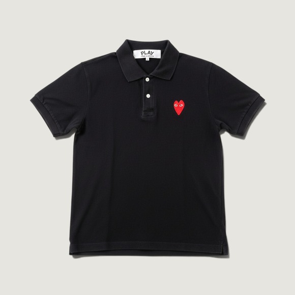 Comme des Garçons Play Other - Comme des Garcons Play Polo Shirt Red Heart Logo Black Size S